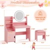 Princess Makeup Vanity Desk with Bookshelf, Kids Pretend Play Vanity Set - 2 of 4