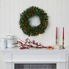 Nearly Natural 24” White Mountain Pine Artificial Christmas Wreath with 35 LED Lights and Pinecones - 4 of 4