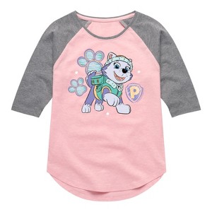 Girls' - Paw Patrol - Everest Sketch Shirt Tail Raglan Graphic T-shirt - 1 of 4