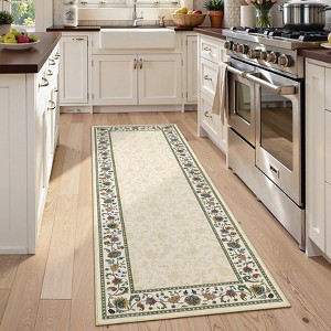 2x6FT Modern Washable Area Rug for Living Room, Floral Printed Floor Rug with Non Slip Backing, Low Pile Stain Resistant Indoor Carpet for Dorm - 1 of 4