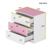 FONTOI Nightstand with 3 Drawers, Colorblock Design Side Table with Storage Cabinet for Bedroom, White&Pink, 15.7"*25.8"*23.6" - 3 of 4