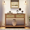 GOCAPTAIN 43" Farmhouse Rattan Console Tables, Narrow Wood Couch Table Behind Sofa with 2 Drawers, Thin Hallway Furniture for Entrance, Living Room - 2 of 4