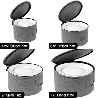 Gray Quilted 5-Piece China Dinnerware Storage Organizer Set