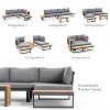 Greemotion 2pc Samara Metal Outdoor Furniture Set Metal with FSC Teak Wood Gray: Aluminized Finish, UV & Weather-Resistant - 2 of 4