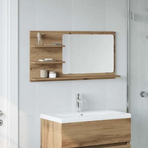 CLIHOME Mirror Engineered Wood, Acrylic Medium Bathroom Mirror Cabinet with 3 Shelves - 1 of 4