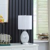 20" Modern Glass Table Lamp with Nightlight White Pleated Cotton Linen Drum Shade and Chrome Metal Base for Bedroom or Living Room-The Pop Home - 2 of 4