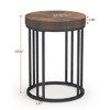 Resenkos Sofa Side End Table, End Table, Couch Table,Round End Table, Small Accent Side Table with Metal Frame Brown - 2 of 2