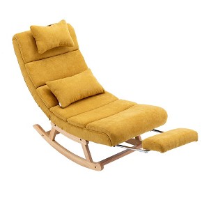 Upholstered Rocking Chair, Upholstered Nursery Glider Chair with High Backrest,Comfy Rocking Accent Armchair for Living Room Bedroom Office - 1 of 4