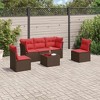 vidaXL 5 Piece Patio Sofa Set with Cushions Brown Poly Rattan - Brown and Red With Table - 2 of 4