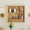 NicBex 22x21.6" Wall Mounted Medicine Cabinet Mirrored Bathroom Storage Cabinet with 4 Cubbies&1 Towel Bar,Over The Toilet Storage Cabinet - 4 of 4