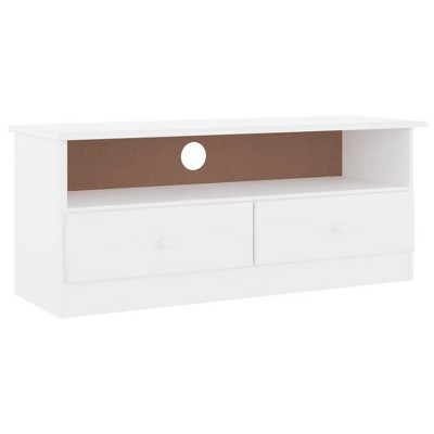 vidaXL ALTA TV Stand with Drawers White 39.4"x13.8"x16.1" Solid Wood Pine