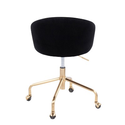 Claire Swivel Task Chair in Black Velvet with Gold Accents