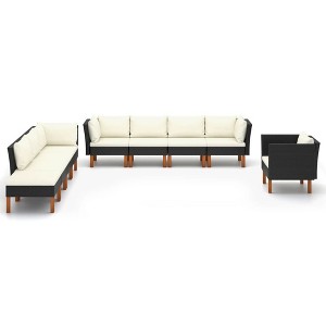vidaXL Garden Lounge Set Black PE rattan - 1 of 4