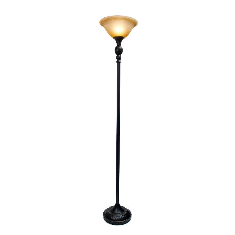 1-Light Torchiere Floor Lamp with Marbleized Glass Shade - Elegant Designs, 3 of 7