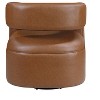 Sapphtopaz Modern Accent Chair with Metal Swivel Base PU Upholstered Bedroom Chair with Barrel Back Swivel Armchair for Living Room, Bedroom - 2 of 4