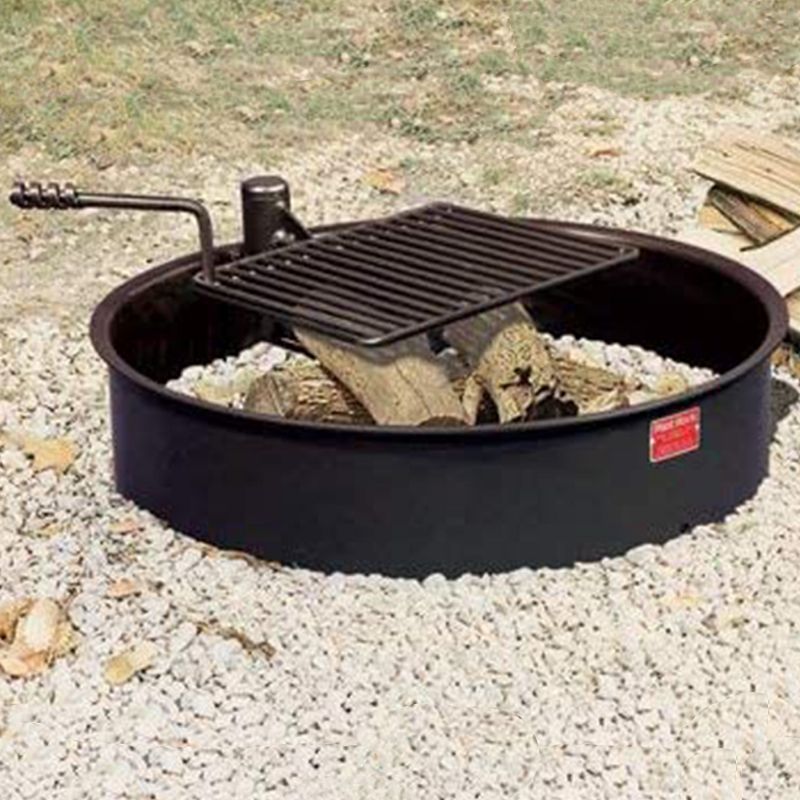 Pilot Rock 30 Inch Heavy Duty Steel Ground Fire Pit Ring Insert Liner and Metal Cooking Grate for Grilling, Camping, and Backyard Bonfires, Black, 3 of 6