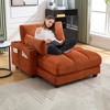 Oversized Corduroy Sleeper Sofa Chaise Lounge with USB Charging, Cup Holder, and Side Pocket - 3 of 4
