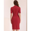 Allegra K Women's V Neck Short Sleeve Work Office Bodycon Midi Sheath Dress - 3 of 4