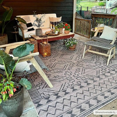 Hauteloom Halle Tan & Black Washable Jutely Rug