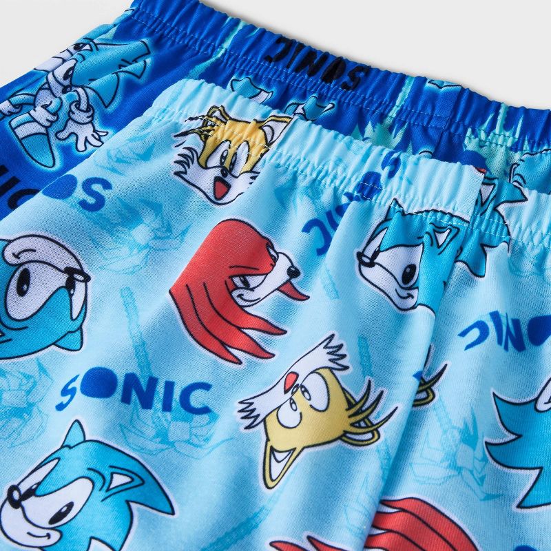 Boys&#39; Sonic the Hedgehog 2pk Sleep Shorts Pajama Set - Blue, 3 of 4