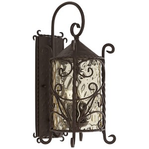John Timberland Casa Seville Vintage Rustic Outdoor Wall Light Fixture Dark Walnut Scroll 23 3/4" Champagne Hammered Glass for Post Exterior Barn Deck - 1 of 4
