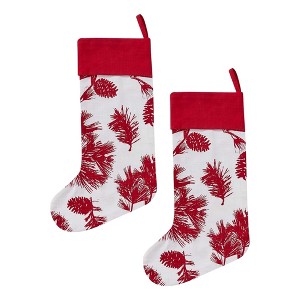 Patricia Heaton Home Cranberry Pinecone Stocking Set of 2 - 1 of 4