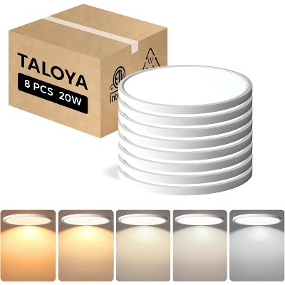 TALOYA 8-Pack 10 Inch LED Flush Mount Ceiling Light White, 5-in-1 CCT Selectable,Ultra-Slim Surface Mounted Lighting Fixture for Basement Porch