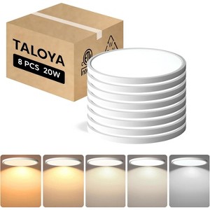 TALOYA 8-Pack 10 Inch LED Flush Mount Ceiling Light White, 5-in-1 CCT Selectable,Ultra-Slim Surface Mounted Lighting Fixture for Basement Porch - 1 of 1