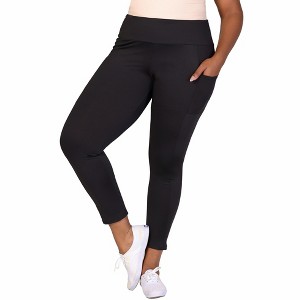 24seven Comfort Apparel Plus Size Side Pocket Ankle Length Yoga Pant Leggings - 1 of 4