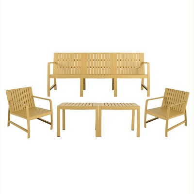 GlasFlength Accent Chairs Outdoor Furniture Set Waterproof Construction Sofa Chairs Tables For Living Room, Yellow, 31.3"*29.92"*16.54"