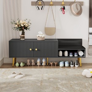 VYNXARIA TREXM Gray Modern Shoe Storage Bench - A Blend of Style, Function, and Durability - 1 of 4
