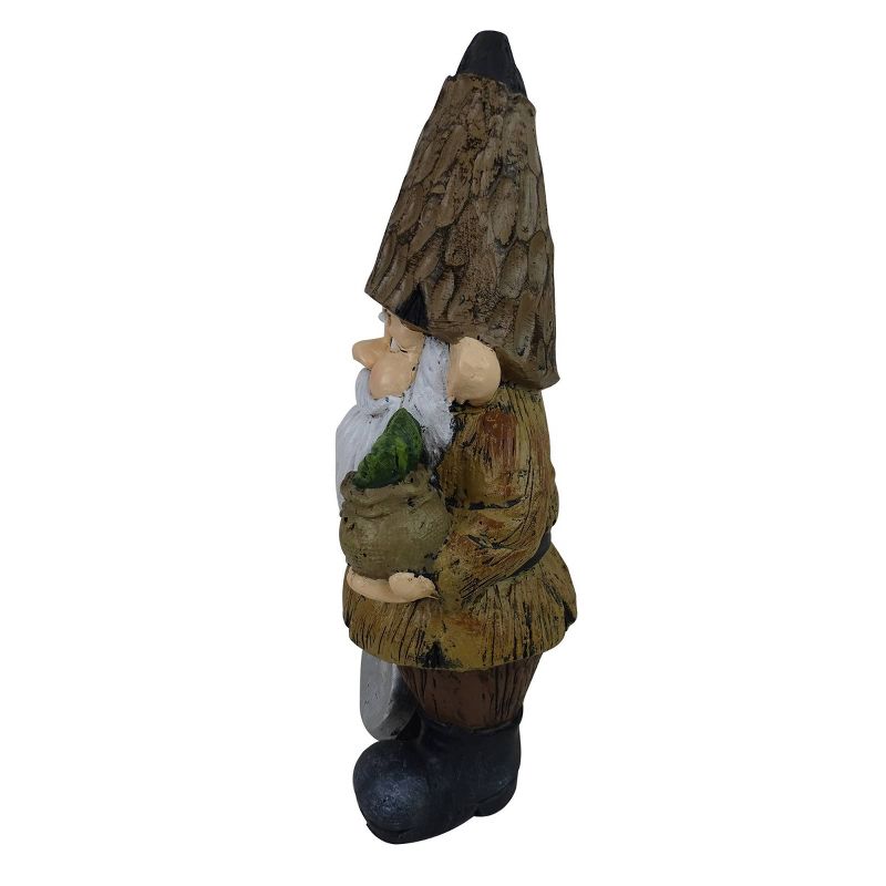 16&#34; Magnesium Oxide Indoor/Outdoor Garden Gnome with Shovel and Plant Statue Brown - Alpine Corporation, 4 of 6