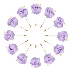 Unique Bargains Wedding Ceremony Anniversary Party Rose Groom Silk Metal Boutonnieres 12 Pcs - 1 of 3