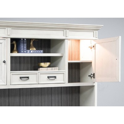 Hartford Weathered White Hardwood Hutch with Touch Lighting