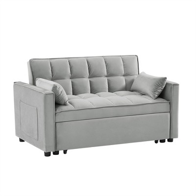 XINGHANZHENXUAN 3-in-1 Velvet Convertible Loveseatm, Sleeper Sofa Bed with Adjustable Backrest & Storage