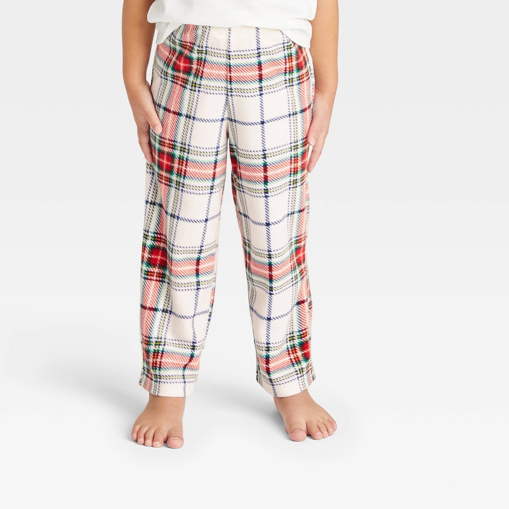 Toddler Holiday Plaid Fleece Matching Family Pajama Pants - Wondershop White 2T