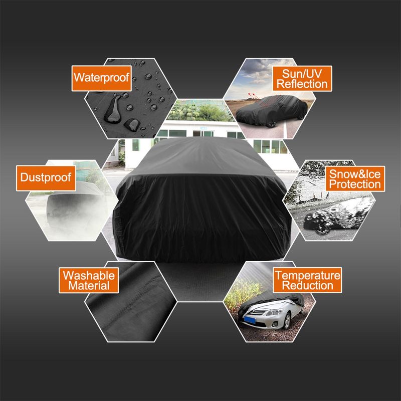 Unique Bargains Breathable Snowproof Waterproof Car Cover w Mirror Pocket, 5 of 11