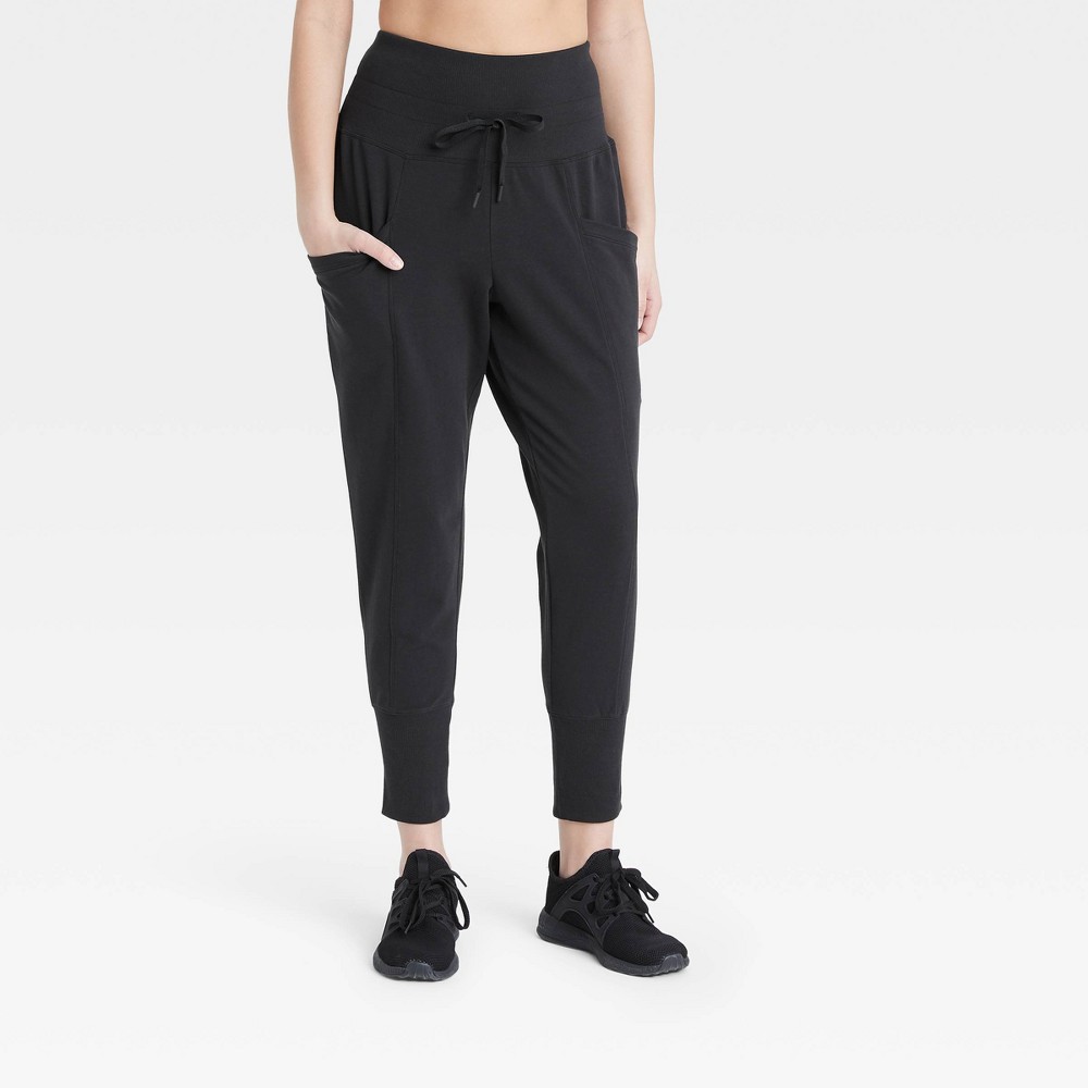 Women's High-Rise Ribbed Jogger Pants 25.5" - All in Motion Black L