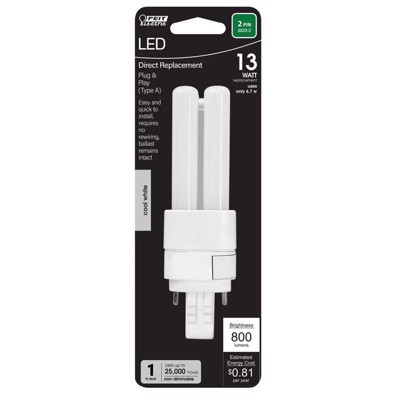 Feit Electric PL G24Q-1 4 Pin LED Light Bulb Cool White 13 Watt Equivalence 1 pk