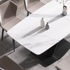 Modern Artificial Dining Table for 6, Sintered Stone Top Kitchen Table, Curved Edge Table with Black X-shaped Metal Legs-The Pop Home - 3 of 4
