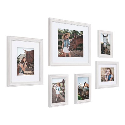 Bordeaux White Wood 6-Piece Wall Frame Set
