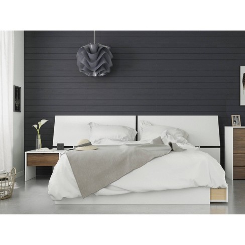 3pc Modus Queen Bedroom Set Walnut White Nexera