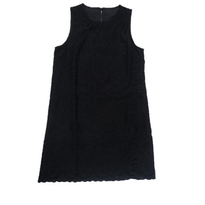 INSPIRE CHIC Women's Crew Neck Lace Eyelet Floral Sleeveless Summer Lined A-Line Mini Dresses