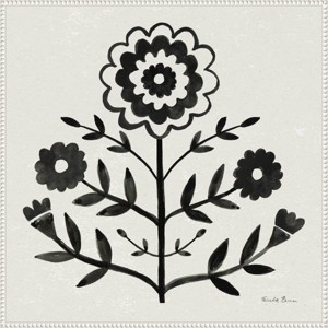 30"x30" Garden Folk Flowers I Black by Farida Zaman Framed Canvas Wall Art Print White - Amanti Art: Modern Botanical Lithograph - 1 of 4