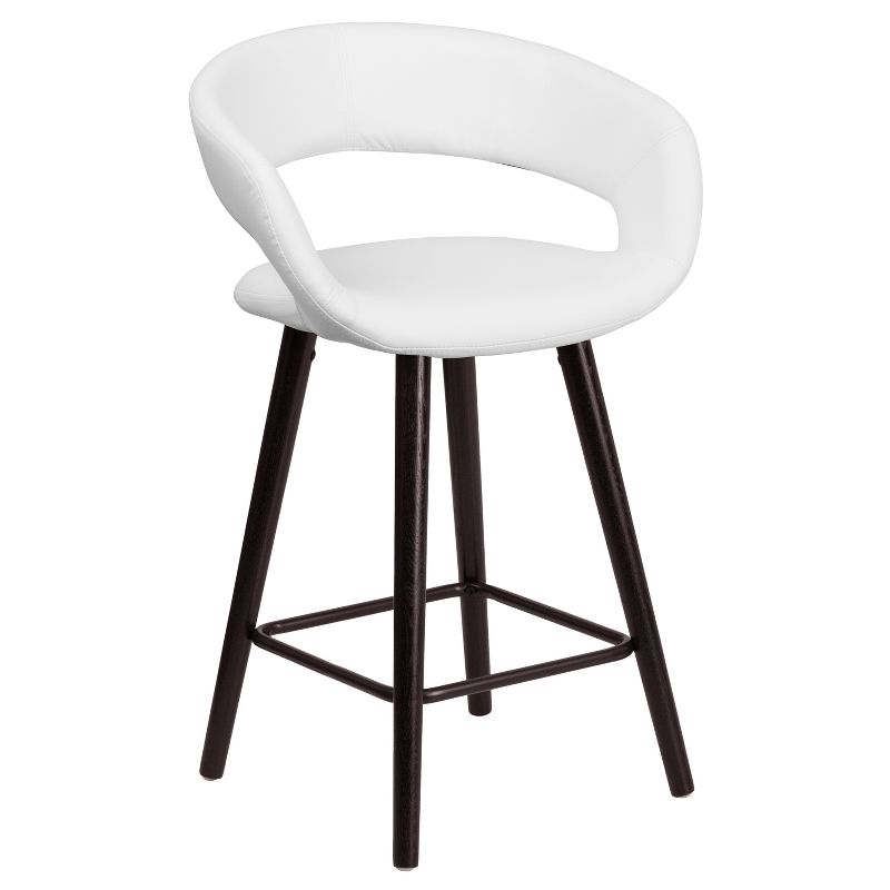 Emma and Oliver 24"H Cappuccino Wood Rounded Open Back Counter Height Stool, 1 of 11
