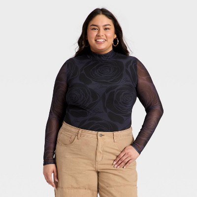 Latino Heritage Month Women's Selena Long Sleeve Bodysuit - Black Floral