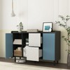Lirago Blue and White Sideboard Cabinet with 2 Drawers and Open Shelves apply to Kitchen or Living Room or Dining Room 47.24"Dx15.74"Wx31.49"H - 2 of 4