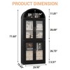 71.4 in Tall Arched Bookshelf with Doors and Drawers - 15.83 in Depth Wooden Display Cabinet, Farmhouse Rounded Bookcases for Living Room & Kitchen - 3 of 4