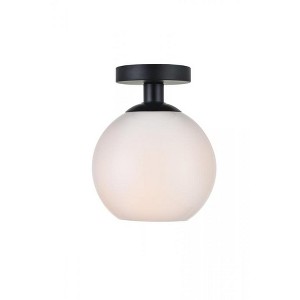 Elegant Lighting Baxter 1 Light Black Flush Mount With Frosted White Glass - 1 of 4