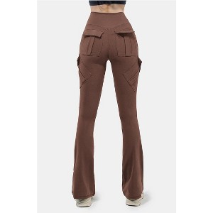 DOMETOUR Women's High Waisted Cargo Joggers Flare Leggings Womens Cargo Pants with Pockets - 1 of 4